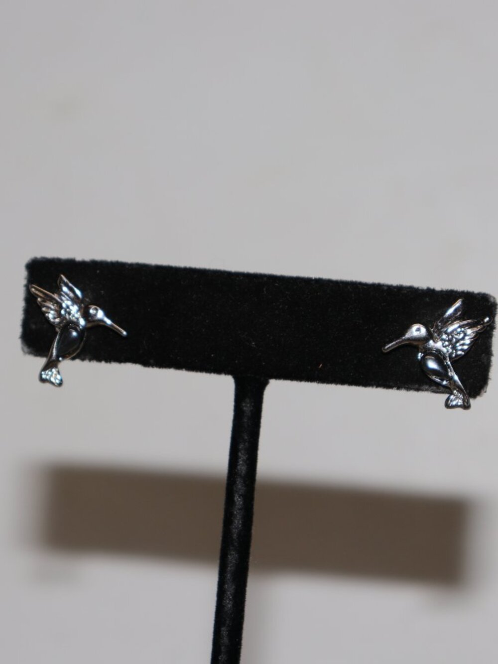 ✨ Silver & Hematite Hummingbird Post Earrings • 5/8" ✨